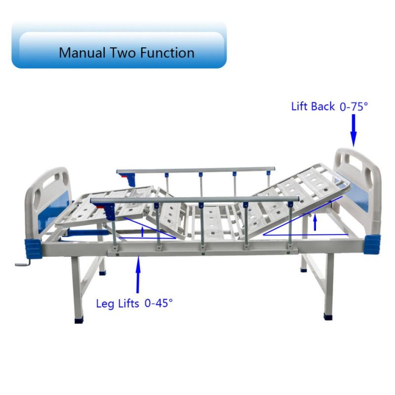 2 Crank Manual Hospital Bed with Side Rails B06