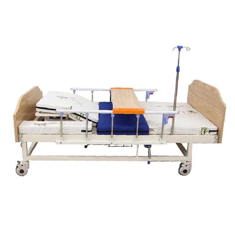 Multifunction Wood Manual Electric Manual Elderly Disabled Nursing Bed with Commode