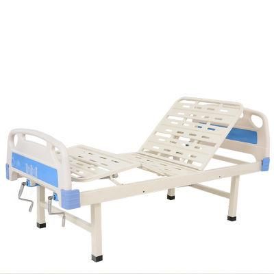 CE and ISO Manufacturer Two Function Manual Nursing Hospital Bed with IV Pole