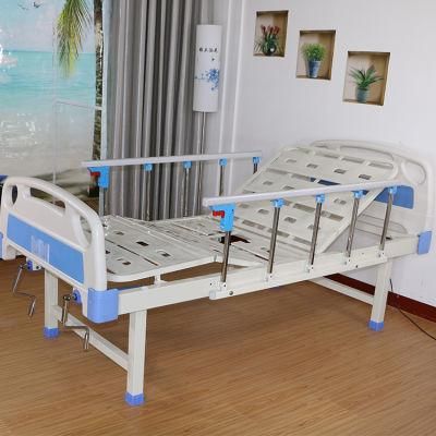 Factory Stainless Steel Medical Equipment Manual 2 Function Foldable ICU Hospital Bed with Casters Manufacturers