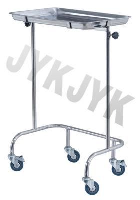 Stainless Steel Medical Mayo Tray Stand Trolley with Two Posts