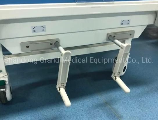 Manufacturer Hospital Beds ABS Two-Function Cheap Nursing Care Bed 2 Crank Hospital Bed with Wheels CE ISO Certificate