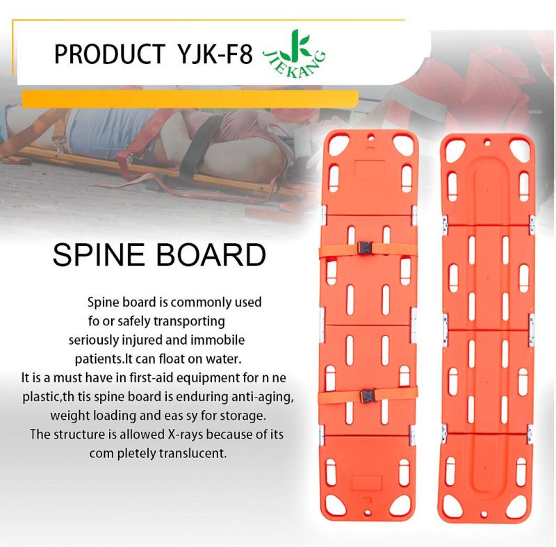 Light Weight High Density Plastic Medical Four Folding Spine Board Stretcher