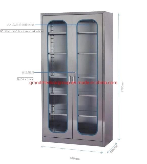 Steel Glass Door Cabinet Instrument Cabinet Medical Storage Cabinet