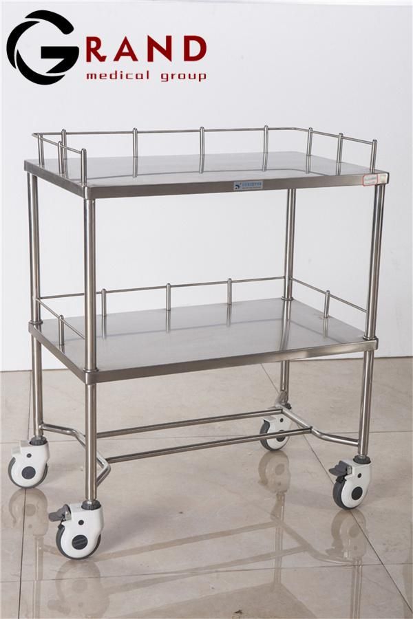 B9 Pure Stainless Steel Beside Baby Trolley Baby Bed Bassinet Cart Mobile Infant Cot with Plastic Tray Crib Bed with ABS Plastic Tray
