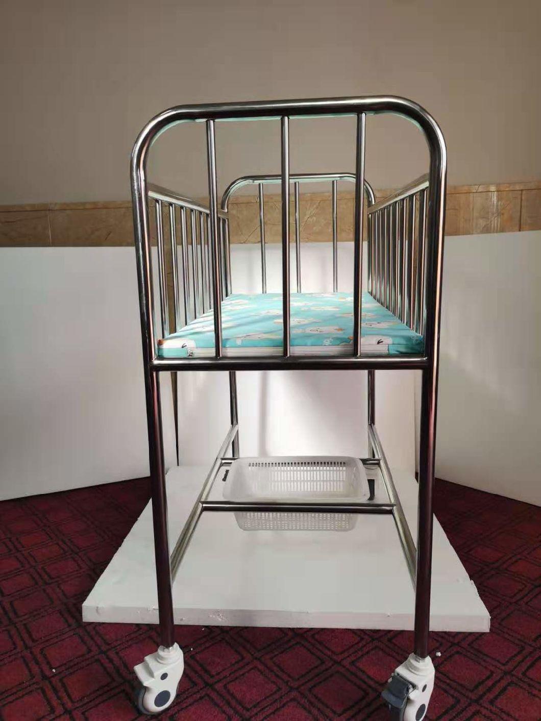 Best Selling Hospital Baby Cot Stainless Steel Baby Trolley Bedside New-Born Baby Bed