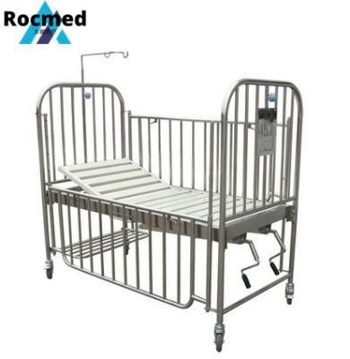 Medical Stainless Steel Two-Function Double Crank Paediatric Manual Bed