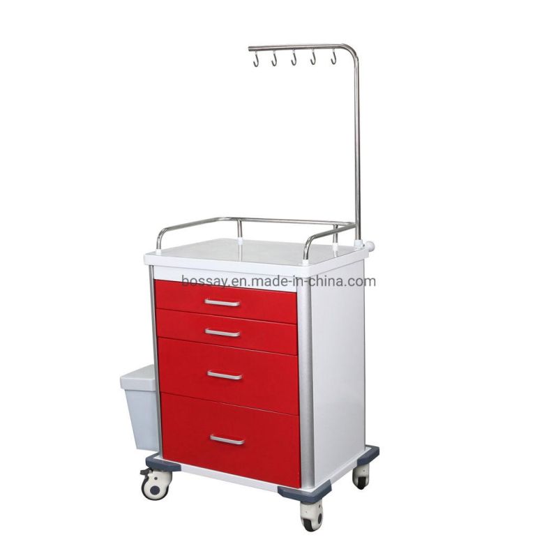 Nursing Patient Hospital Furniture 5 Layers Medical Cart ABS Emergency Trolley