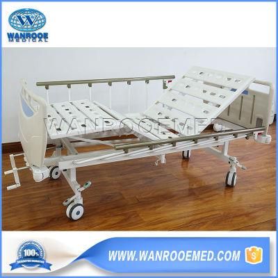 Bam203 Chinese Manufacturer Hospital Manual Adjustable Patient Sick Nursing Bed with Double Cranks
