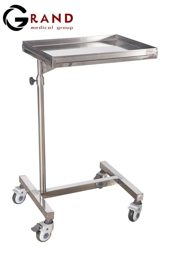 B35 Single Rod Square Plate Bracket Removed Cleaning Four Wheels Pure Stainless Steel Square Plate Tray with Single Rod for Hospital Hospital Furniture