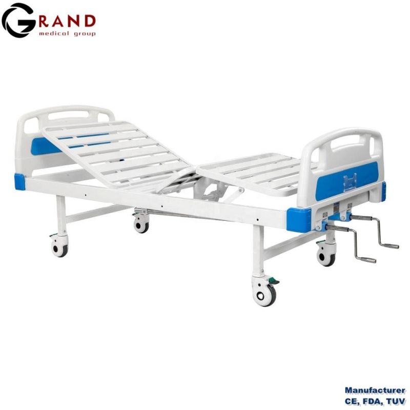 Hot Selling ABS Head Board Manual Two Crank Hospital Bed for Clinc and Hospital