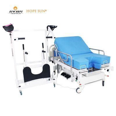 HS5248 Medical Electrical Obstetric Childbirth Gynecology Operation Bed Table with Rack