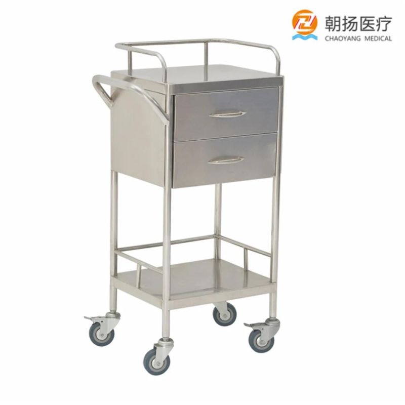 Hospital Furniture Stainless Steel Treatment Cart Emergency Trolley Medical Trolley for Sale Cy-D420b