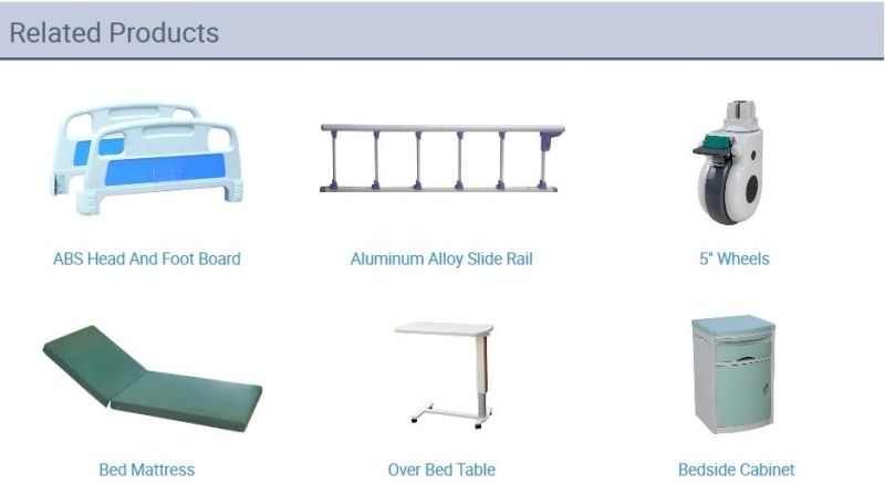FDA Certified Hospital Medical Nursing Bed ABS Electric Two Three Five Functions Foldable Bed with Bedside Cabinet and Mattress and Infusion Stand