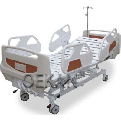 Hospital Power Coated Steel Adjustable Single Patient Bed Medical Manual 5 Function Nursing Bed