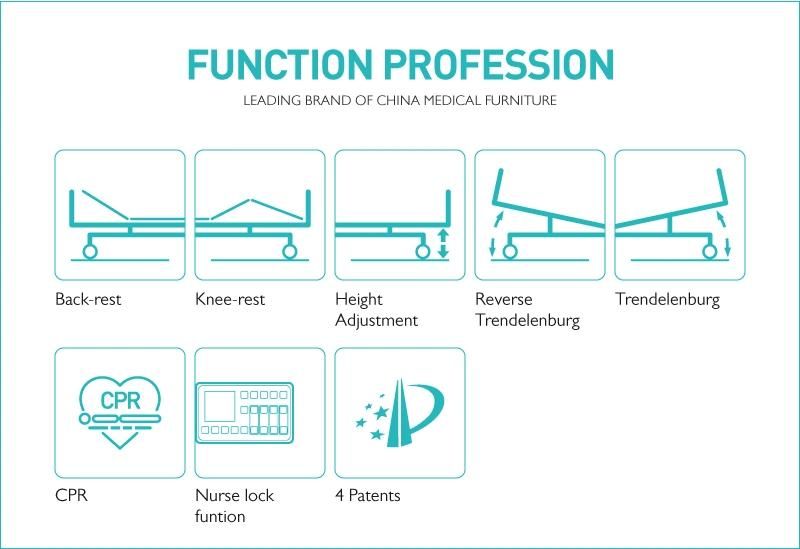 Sk001-15 Electric Clinic Motorized Medical Hospital Treatment Function Bed