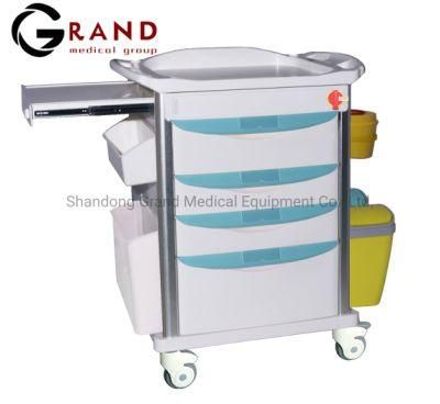 Buy modern Design China Factory Price Mobile Medical Emergency Cart ABS Material with Casters Hospital Furniture in Stock