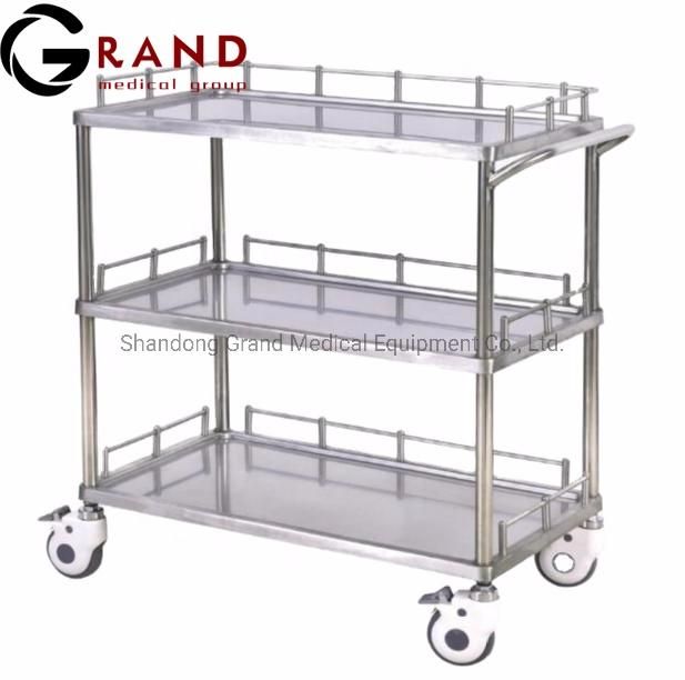 3 Layers Stainless Steel Hospital Use Treatment Trolley Cart