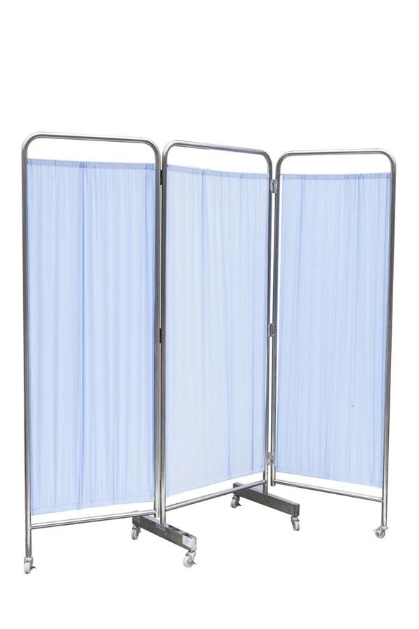 Hospital Equipment Medical Furniture Medical Bed Room Divider Movable Public Use Stainless Steel 3-Fold/Folding Screen for Hospital