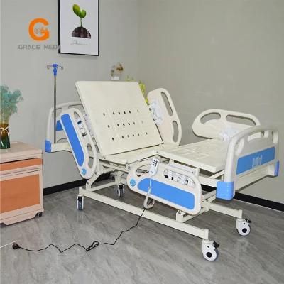 CE and ISO Manufacturer Three Function Electrical ICU Nursing Hospital Bed with IV Pole