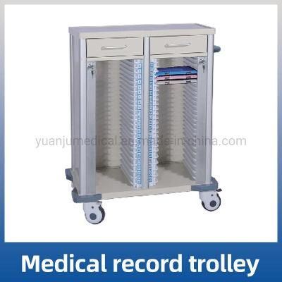 Patient Record Trolley ABS Double Rows Medical Record Clip Car with Drawers