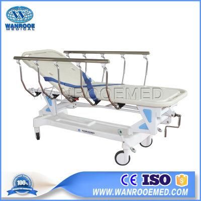 Bd111 Hospital Manual Adjustable Patient Emergency Transfer Stretcher with Metal Siderail