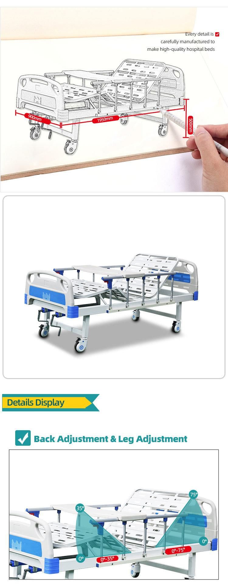 Hospital Bed Manufacturer Supply Two Cranks Manual Medical Bed with Mattress