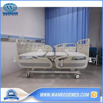 Bae508 Medical Electric Five Functions Hospital ICU Patient Nursing Care Bed with Foldable Side Rail