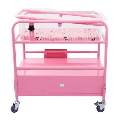 Pink New Born Baby Hospital Bed Infant Baby Trolley