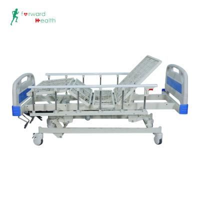 Medical Equipment Four 4 Crank Manual Five Function Patient Bed for ICU Hospital Bed