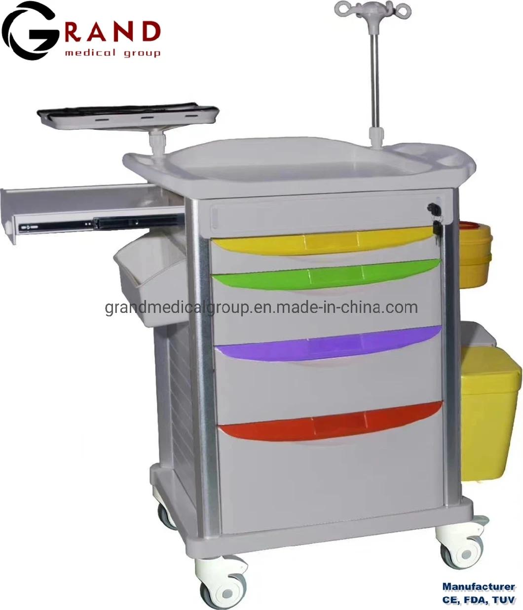 Factory Price Hospital Clinic Cart Movable Medicine Transfusion ABS Emergency Surgical Trolley Medical Equipment