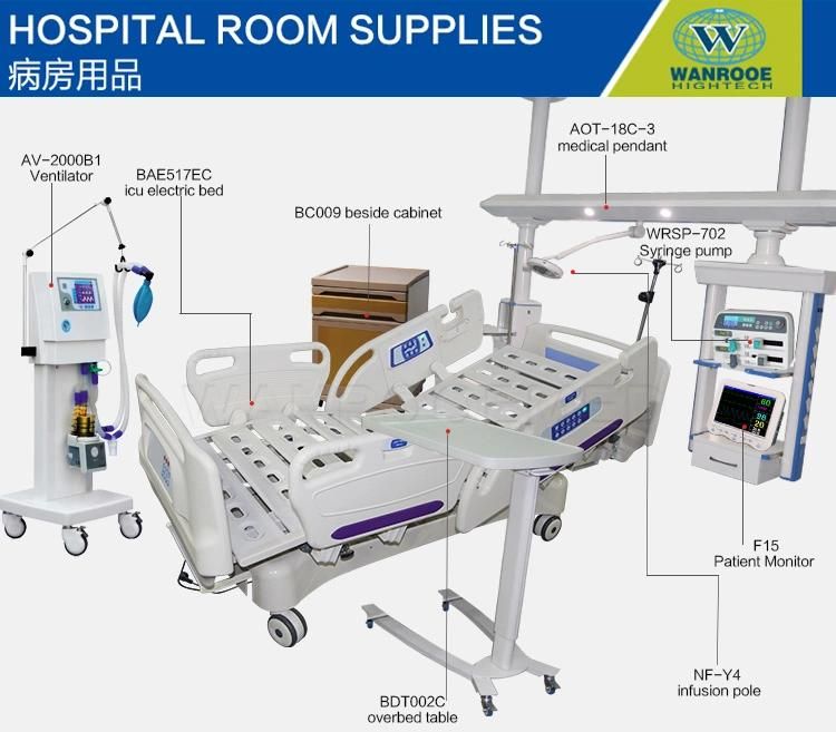 Bae517ec Hospital Five-Function Medical Electric Adjustable ICU Care Nursing Patient Bed