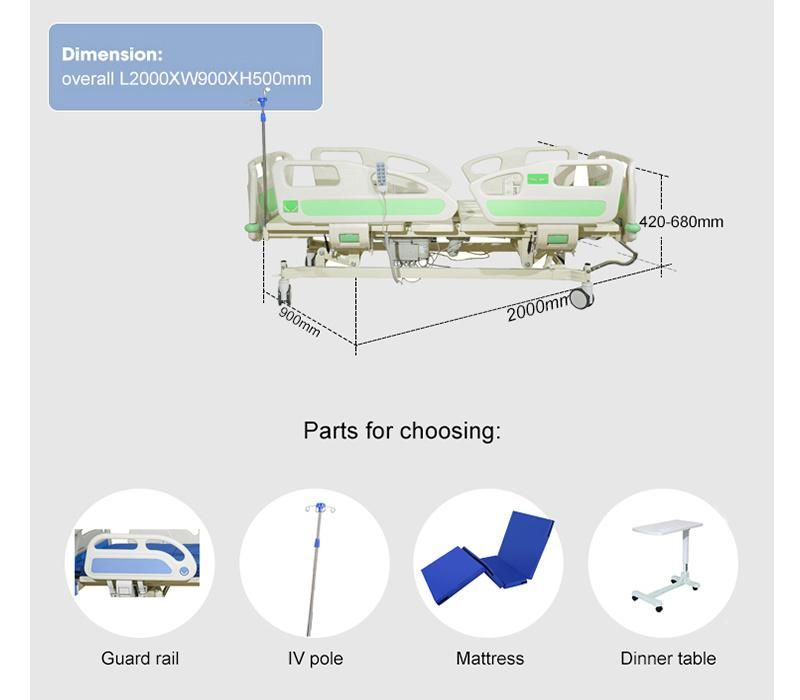 Medical Furniture and Equipment Multi-Function Electric 5-Function Hospital Nursing Bed