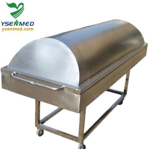 Morgue Equipment Ystsc-2c Stainless Steel Mortuary Transport Trolley with Cover