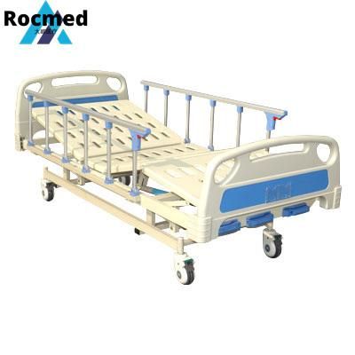 3 Crank Manual Hospital Medical Patient Bed with 6 Bars Siderail