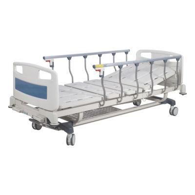Rh-BS117 Two Crank Posture Adjustable Hospital Manual Bed for Impatient Clinic Nursing Care with Bending Type Aluminum Side Railings