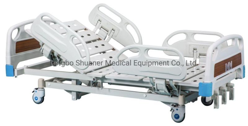 3 Function Adjustable Medical Furniture with Casters Clinic Patient Nursing Folding Manual Hospital Bed