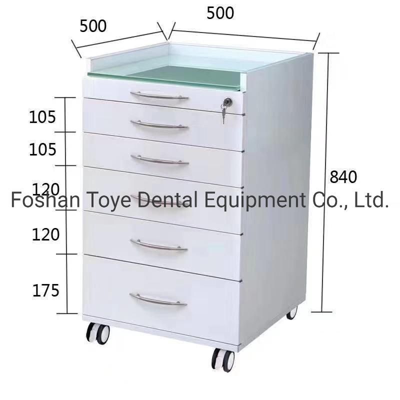 5 Drawer Glass Table Dental Cabinet