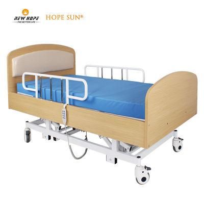 HS5003 China Manufacture Wooden Hospital Furniture Luxury Nursing Bed with Castors