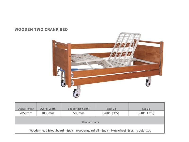 Multifunctional Nursing Bed Home Wooden Bed-Ridden Elderly Patient Lift Guardrail Lift Back Leg Hospital Bed