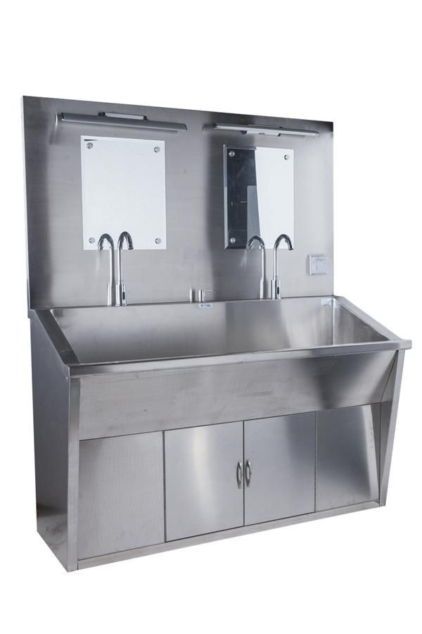 China Hospital Equipment Durable Stainless Steel Hand Washing Trough with Sensor for Hospital Use