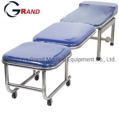 Hospital Equipment Medical Stainless Steel Attendant Folding Bed Rest Waiting Room Accompanying Chair Without Armrest