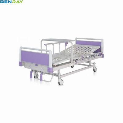 2-Crank Medical Emergency Adjustable Used Transfer Patient Care ABS Hospital Manual Bed