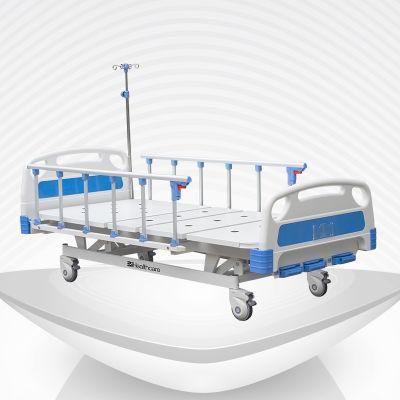 Medical Furniture 3-Function Manual Hospital Bed with ABS Headboard