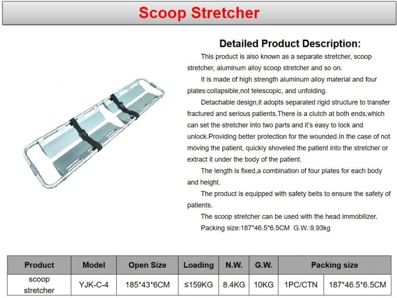 Stable Hospital Patient Transport Trauma Telescopic Scoop Stretcher