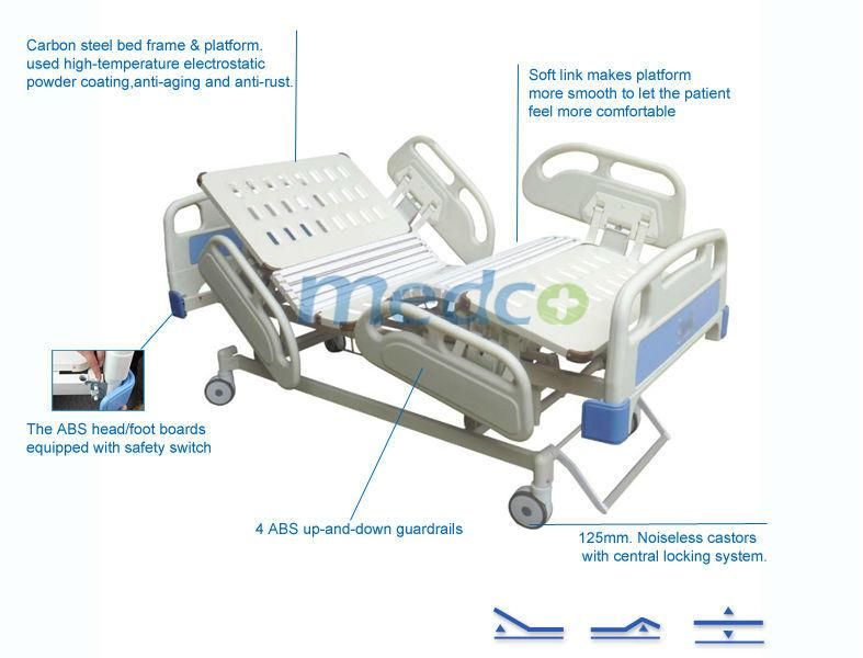 Height Adjustable Folding Electric Hospital Equipment Medical ICU Bed