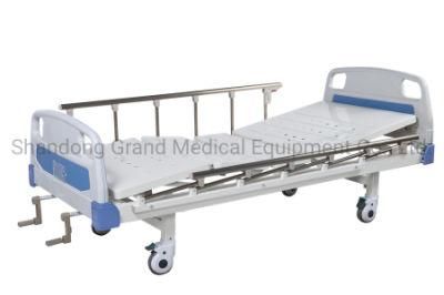 Manufacturer Hospital Beds ABS Two-Function Cheap Nursing Care Bed 2 Crank Hospital Bed with Wheels CE ISO Certificate
