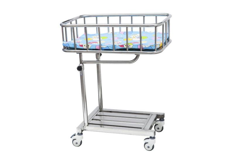 Hospital Equipment Medical Furniture Portable Steel Newborn Baby Bed Cot Baby Trolley