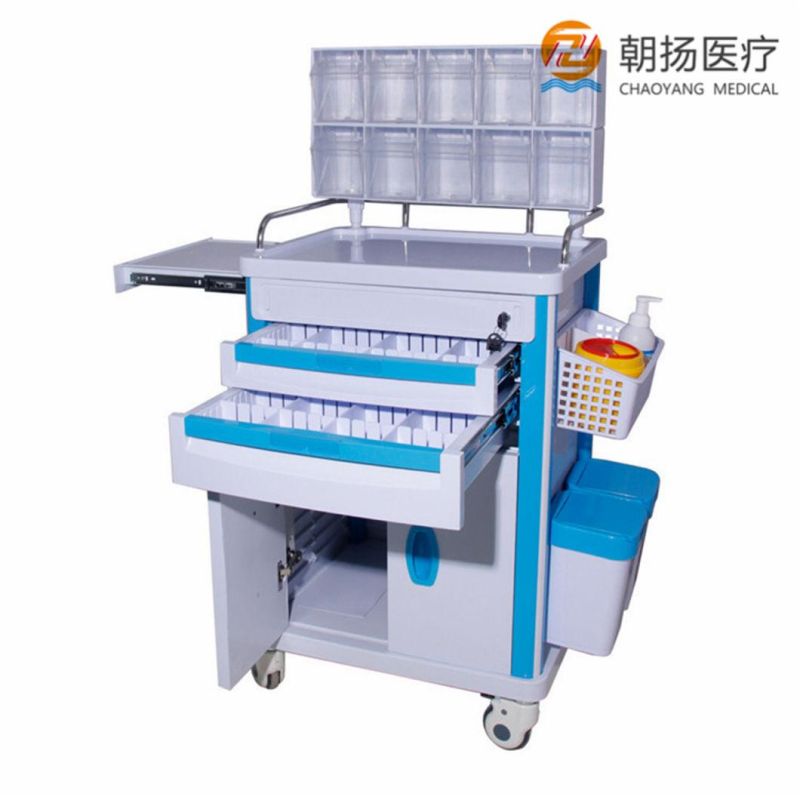 Hospital Carts Medical Crash Cart Emergency Trolley ABS Plastic Anesthesia Trolley with Drawers Cy-D414A2