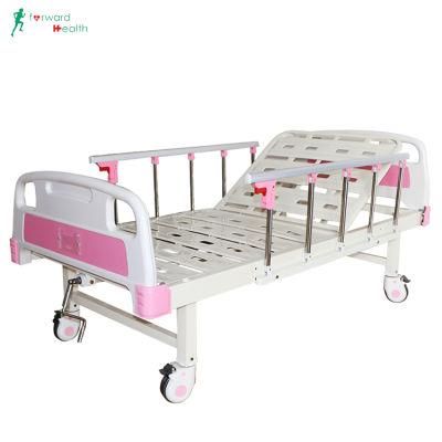 Medical Patient Nursing ICU Bed Manufacturer ABS Single Crank Manual Hospital Bed with Mattress and I. V Pole